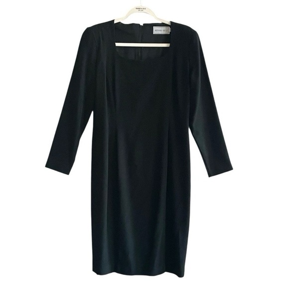 Vintage Howard Wolf Dallas Wool Long sleeved Dress Black Size 10 Made in USA - Picture 2 of 13